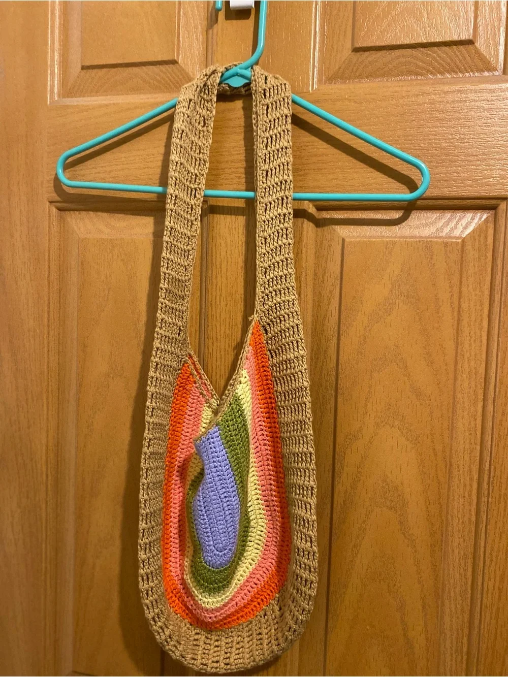 Urban Originals Multicolor Crochet Hobo Bag in Tan, Orange, Green, Lavender